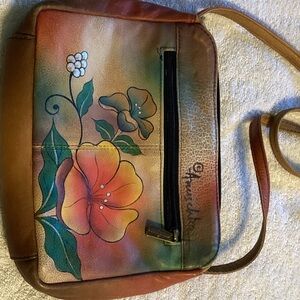 Anuschka Multicolor Floral Leather Crossbody Bag